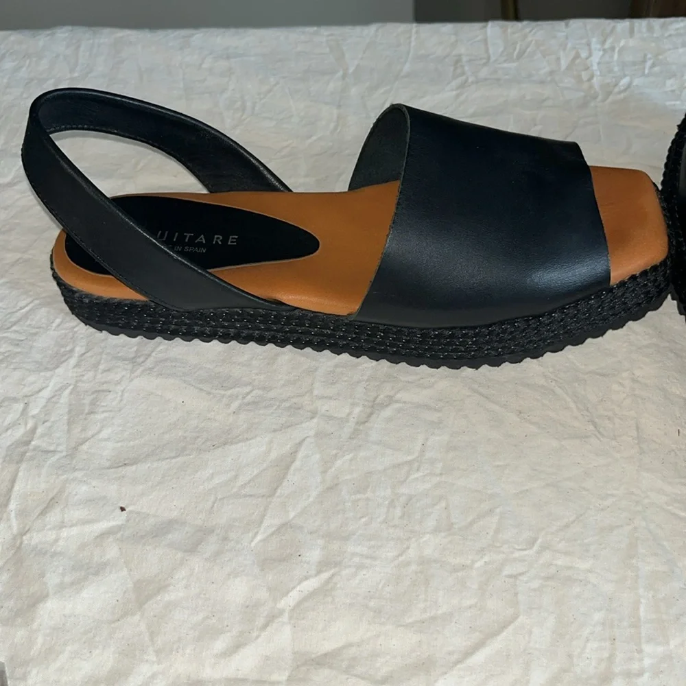Equitare Black Leather Sandals 38